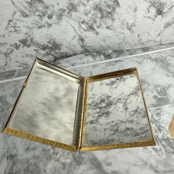 Vintage Helena Rubinstein Gold Tone Mirrored Compact Rhinestone Embellished - Picture 7 of 11